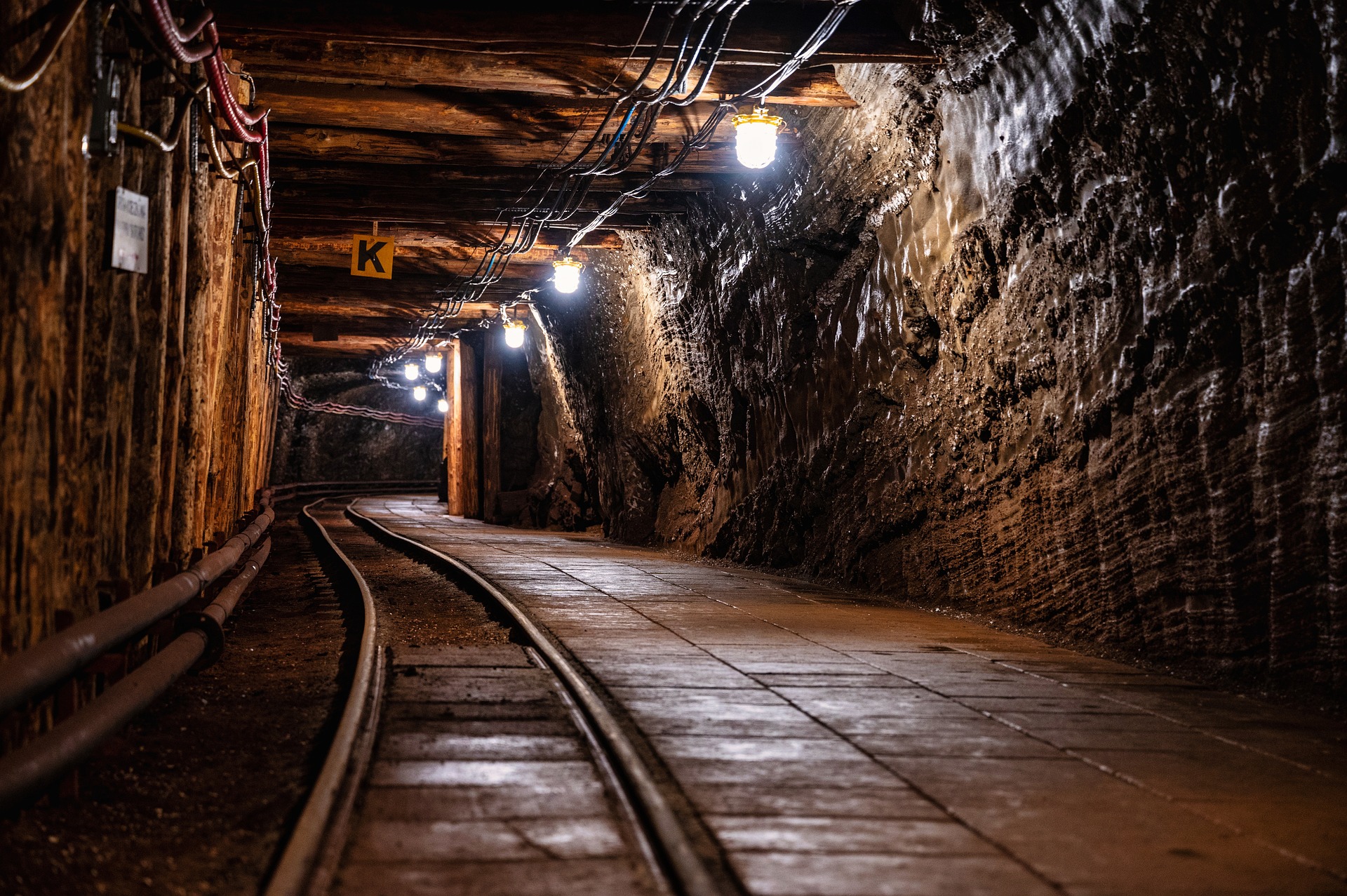 Curving route through an underground tunnel where satellite positioning is unavailable